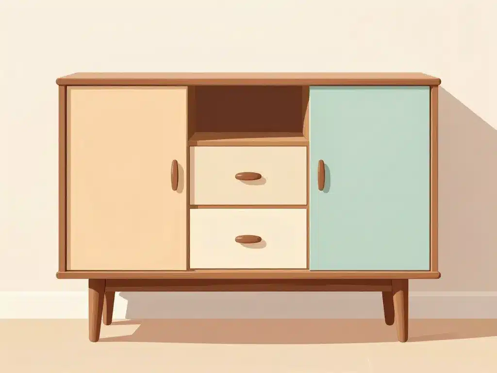 buffet mado rare avec structure et finitions typiques années 50