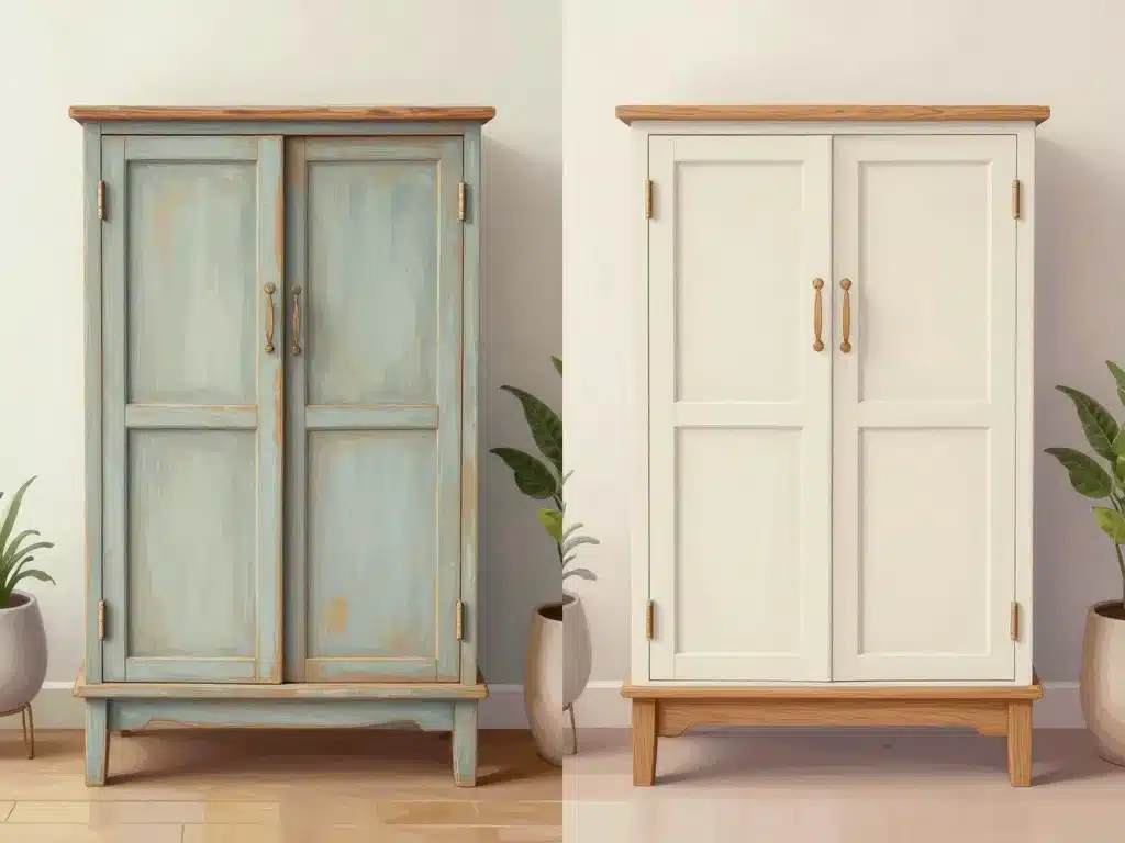 buffet mado rare restauré comparé à son état d'origine