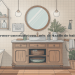 Buffet transformé en meuble de salle de bain moderne et chaleureux