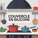 couvercle en silicone sur différents plats dans une cuisine organisée
