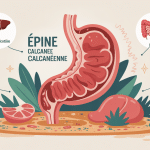 Illustration épine calcanéenne et foie intestin, pied entouré d'organes
