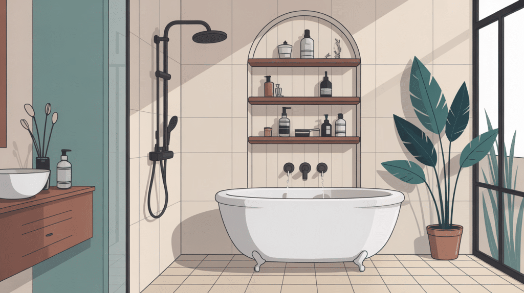 illustration d’etagere douche italienne design