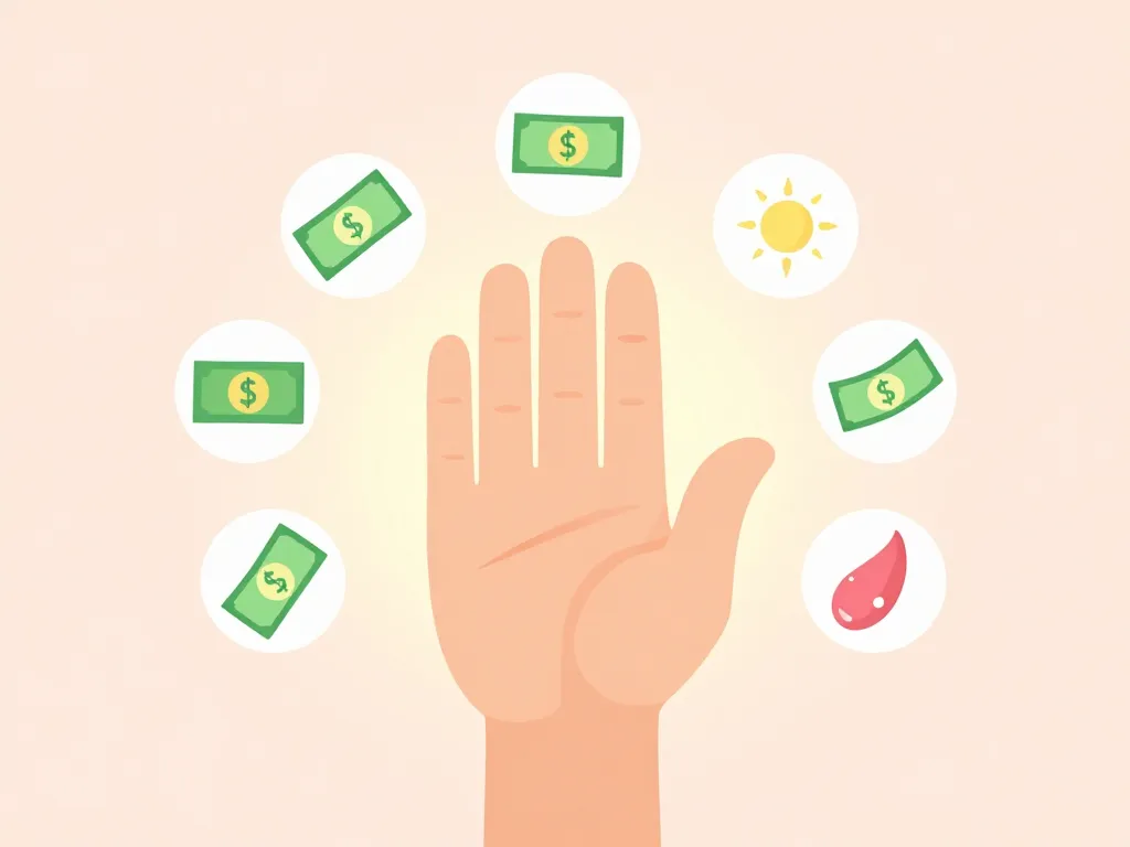 gratter la main droite symboles argent et croyances