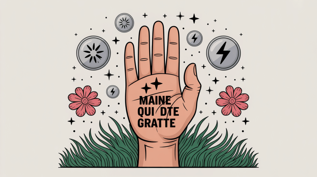 gratter la main droite illustration signification et causes