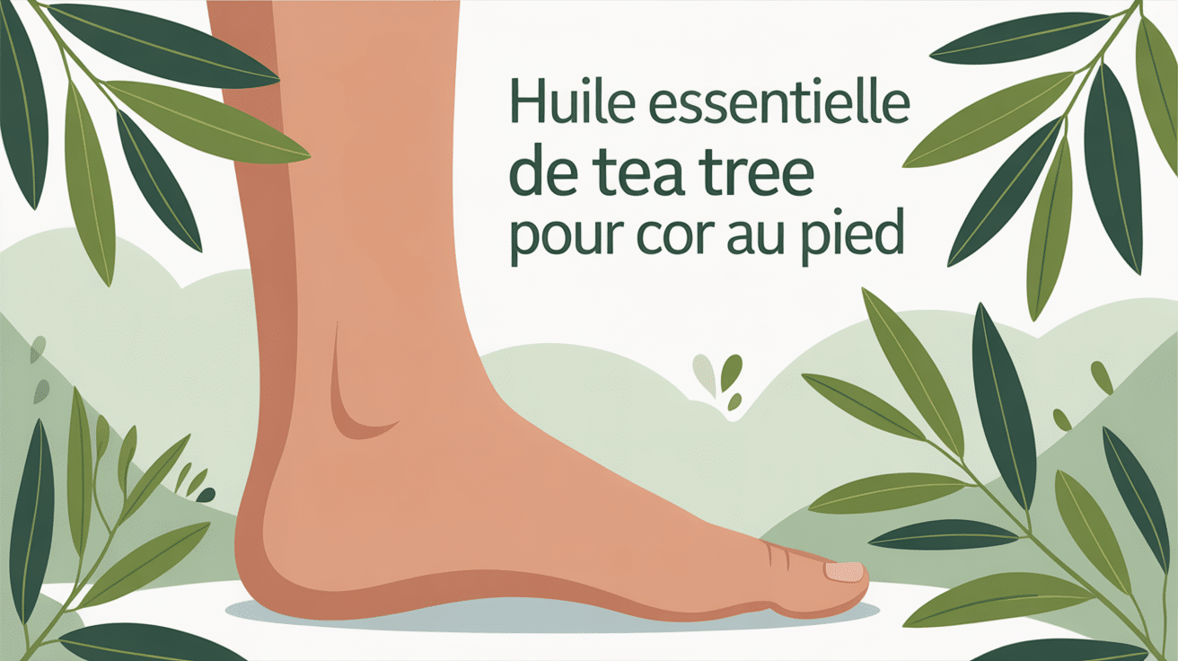 illustration huile essentielle tea tree pour cors au pied