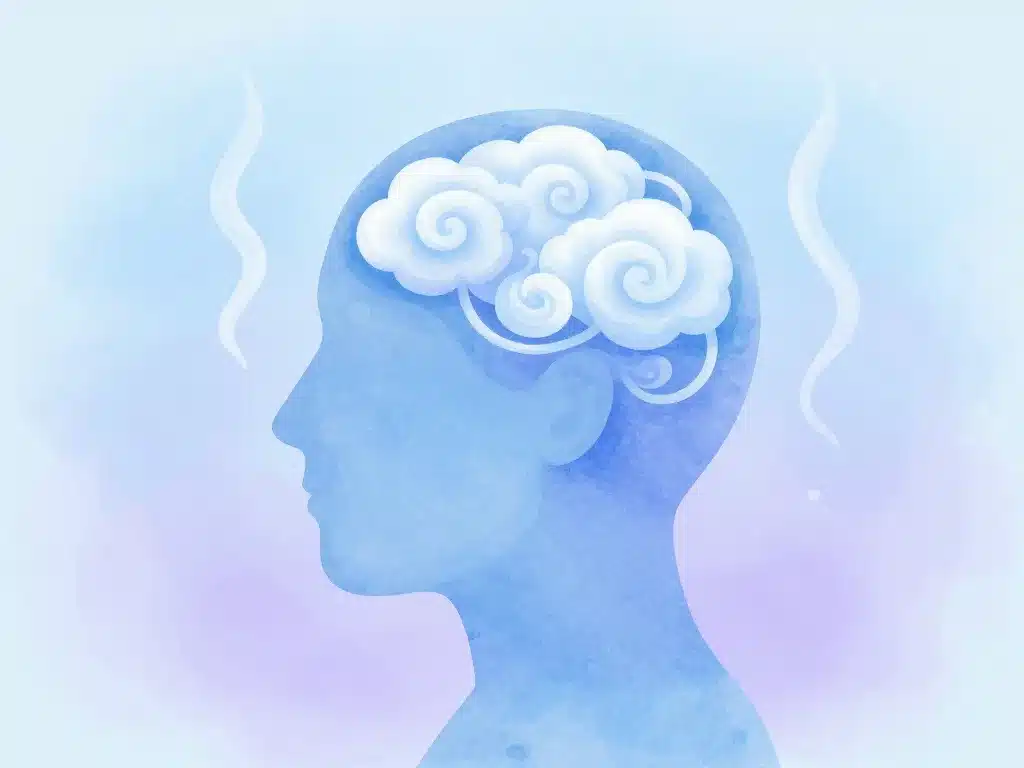 huile essentielle contre rumination mentale tête stylisée métaphore