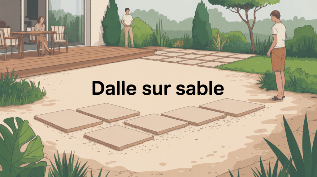 inconvénients pose dalle sur sable illustration terrasse