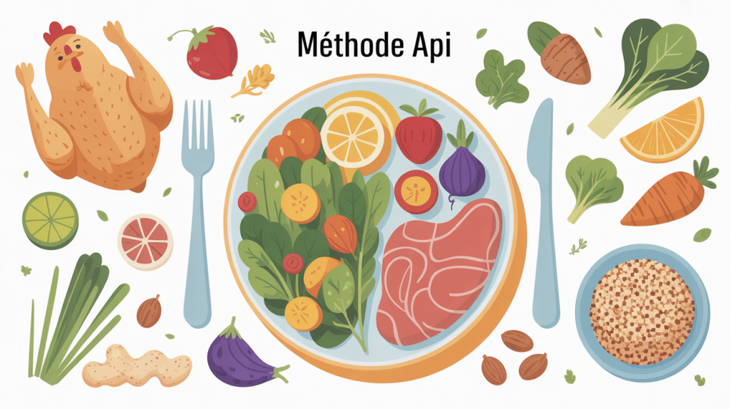 méthode api régime menu illustration assiette structurée