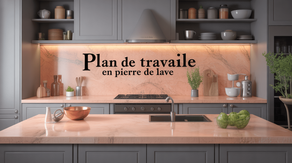 plan de travail en pierre de lave cuisine contemporaine
