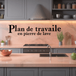 plan de travail en pierre de lave cuisine contemporaine