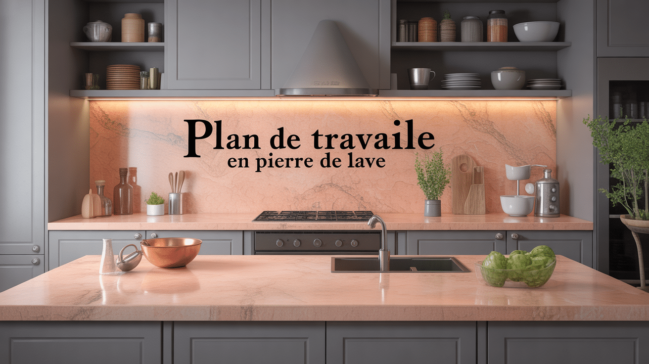plan de travail en pierre de lave cuisine contemporaine