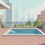 Illustration urbaine piscine sur une terrasse