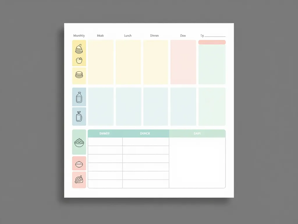 planning menu mois vierge grille mensuelle à remplir