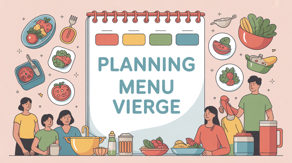 planning menu mois vierge illustré pour organisation familiale