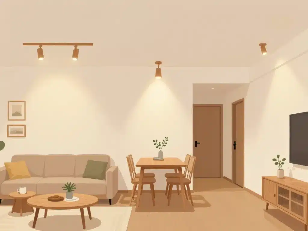 spot en bois éclairage salon salle à manger