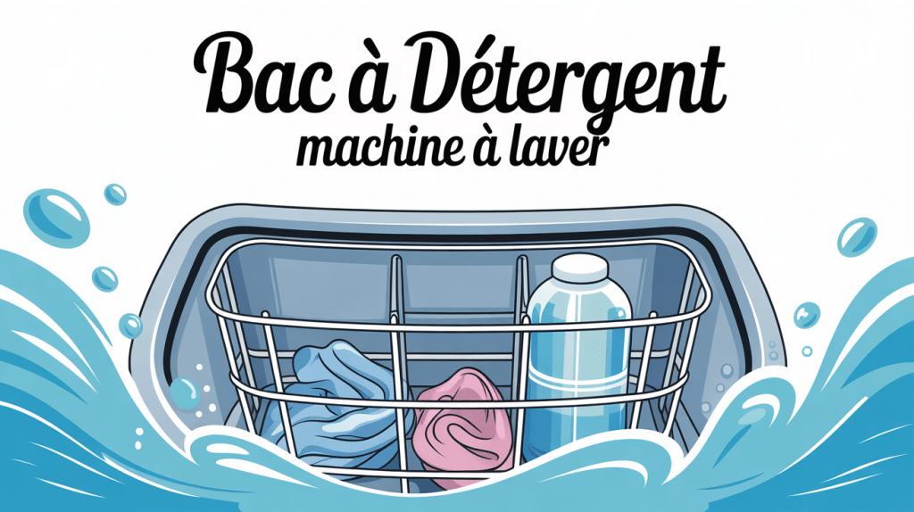 Illustration symbole bac à détergent machine à laver calgon vue compartiments
