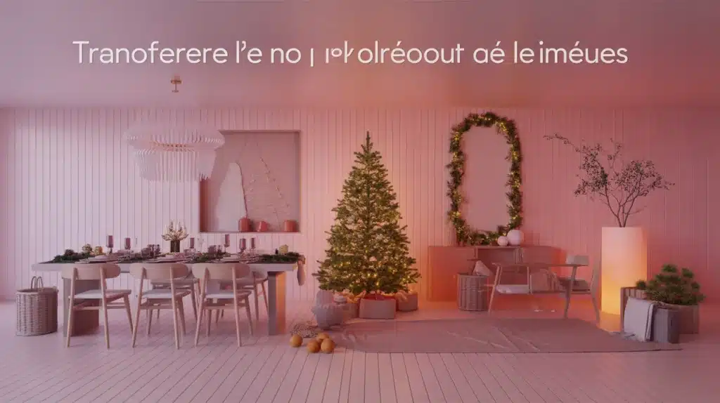 Décoration de Noël : salon festif rouge or et blanc bois
