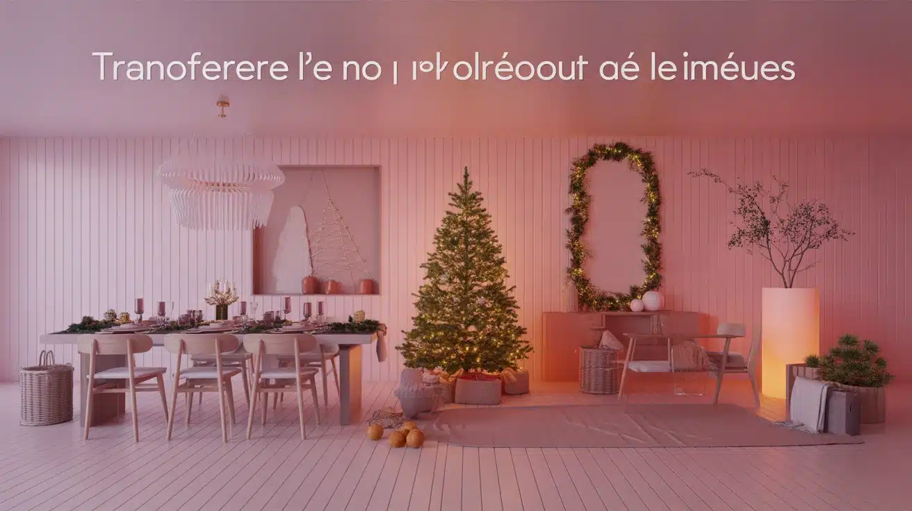Décoration de Noël : salon festif rouge or et blanc bois