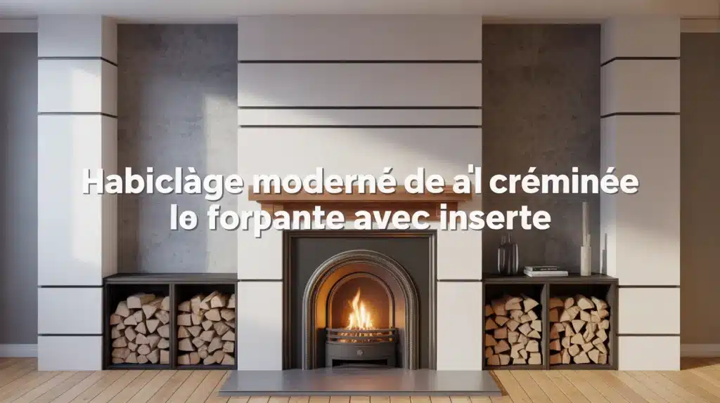 Habillage moderne de cheminée avec insert, rendu 3D