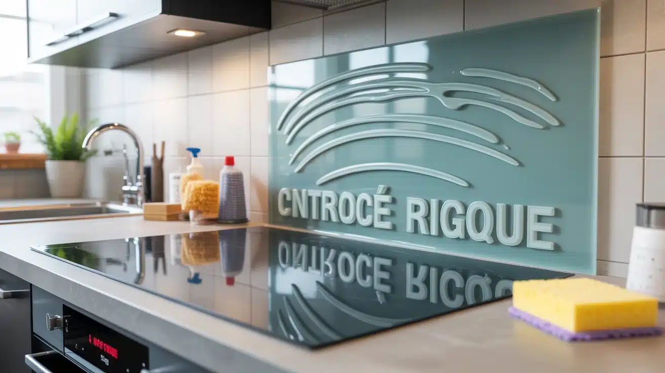 plaque vitrocéramique propre et outils de nettoyage