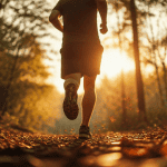 10 bienfaits de la course a pied, coureur en forêt au coucher du soleil