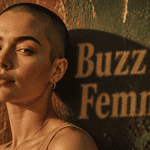 buzz cut femme gros plan