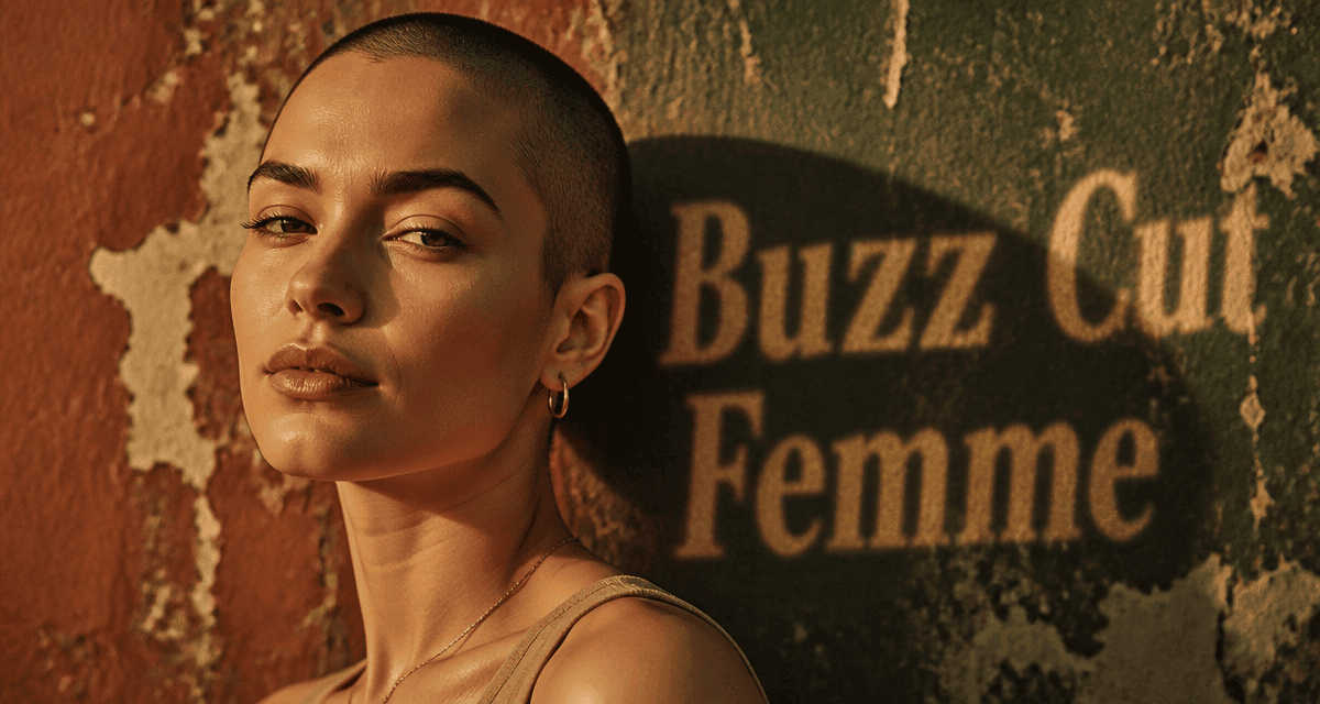 buzz cut femme gros plan