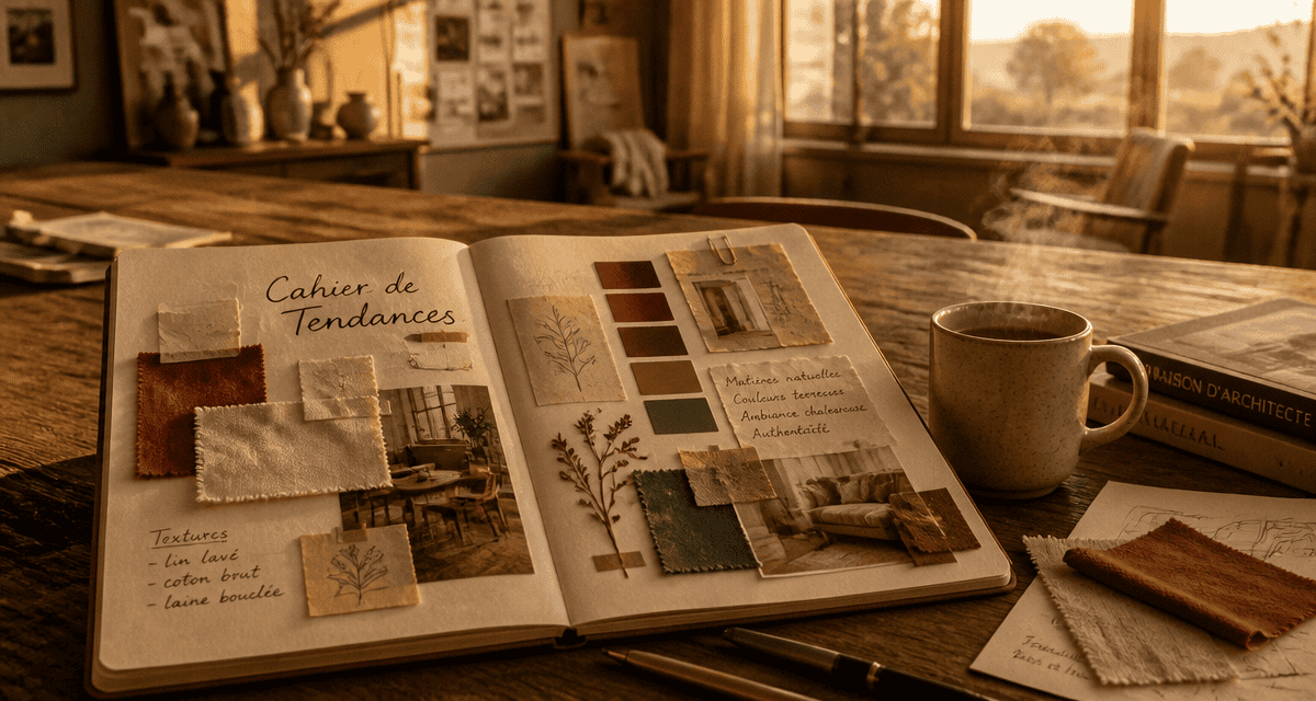 cahier de tendance moodboard sur table
