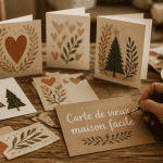 Carte de voeux maison facile sur table en bois