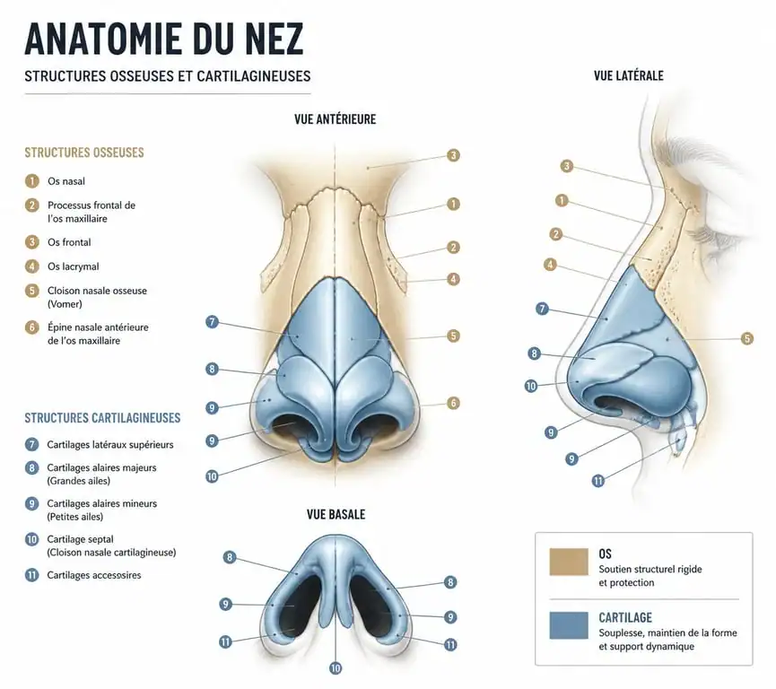 Schéma anatomique du nez pour comprendre la rhinoplastie