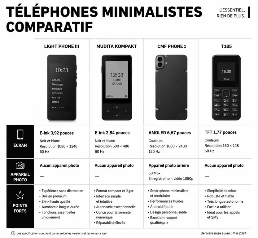 Comparatif des meilleurs téléphones minimalistes pour réduire les distractions numériques