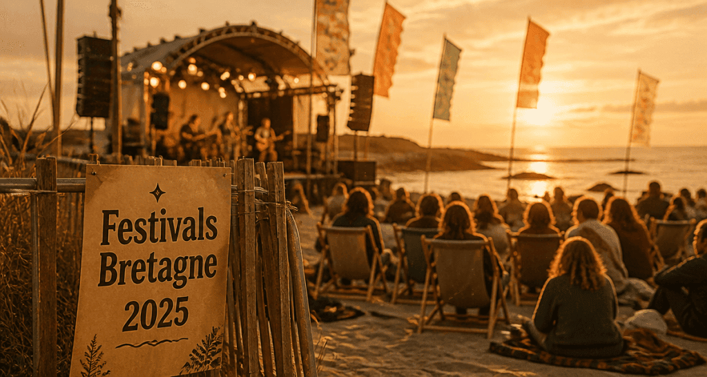 Festivals Bretagne 2025 sur la plage au coucher de soleil