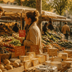 marché à paris le dimanche étal fruits légumes ambiance
