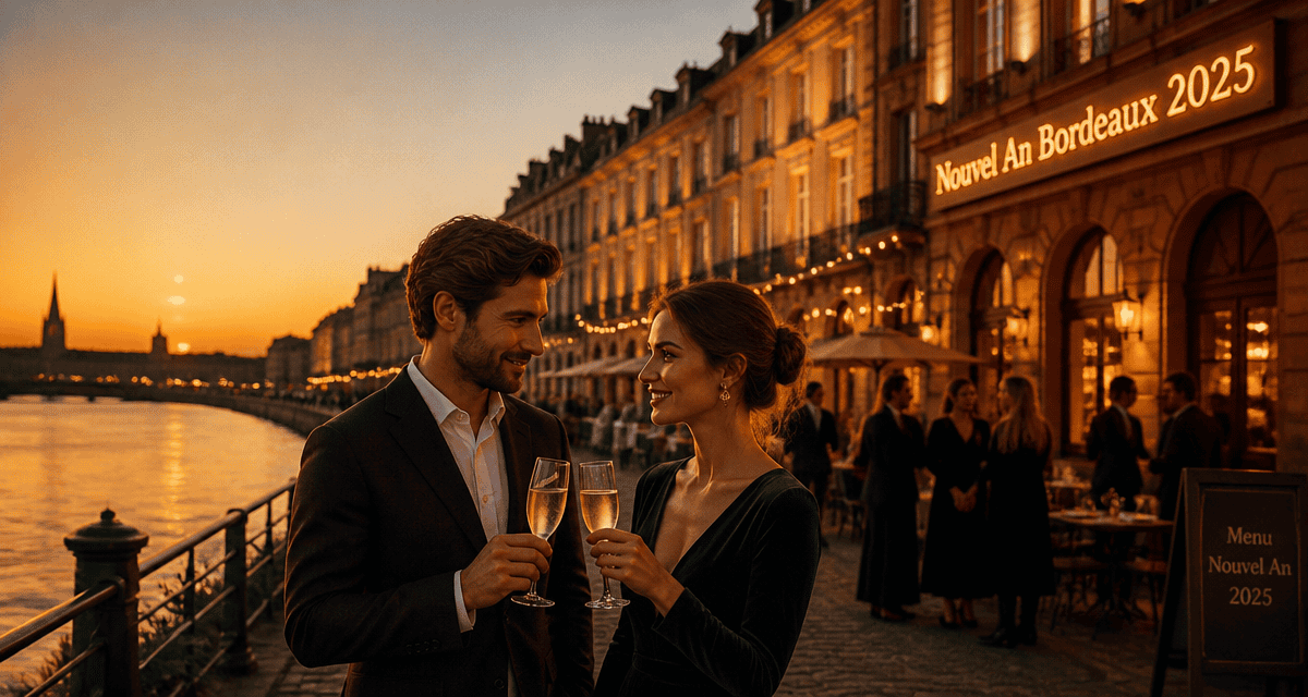 nouvel an bordeaux 2025 couple chic champagne