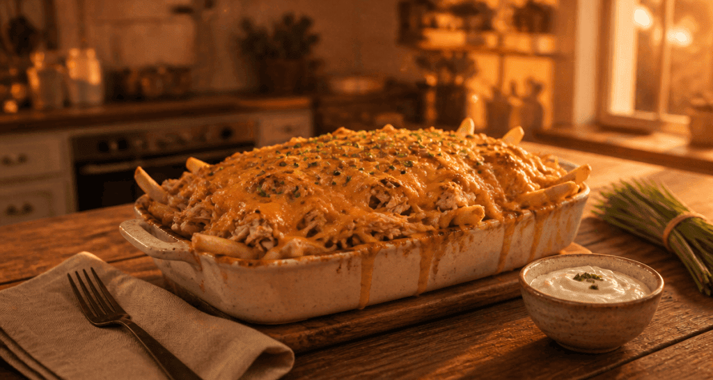 que faire avec des frite gratinées poulet cheddar