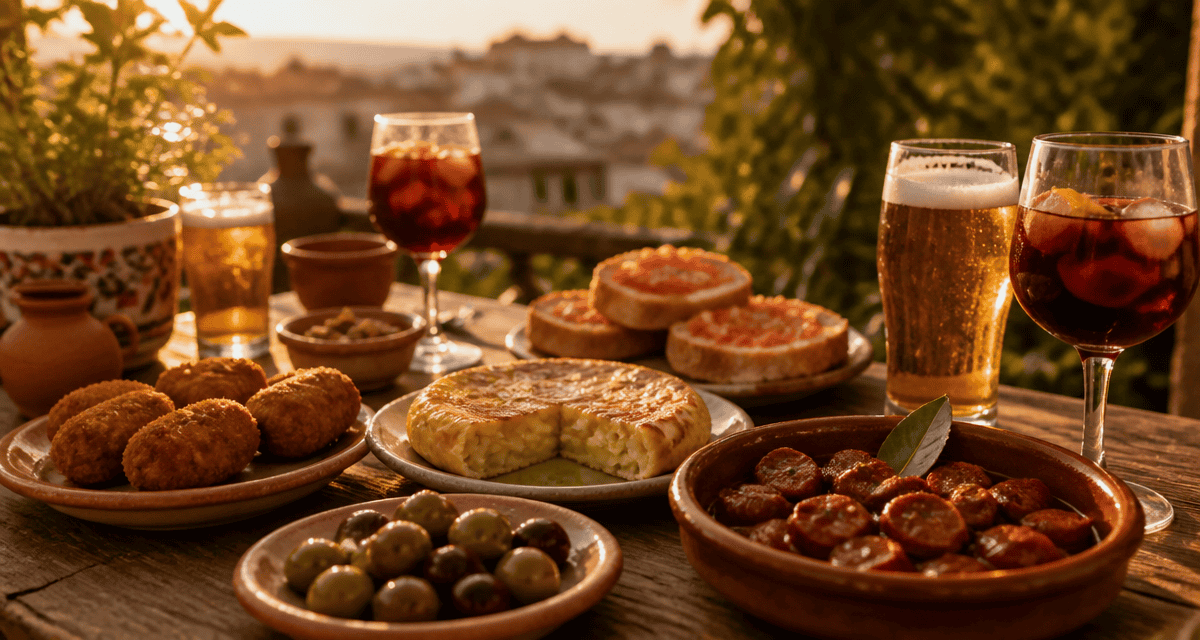 recette des tapas espagnol sur table rustique