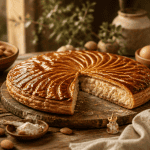 recette pour la galette des rois maison sur table en bois