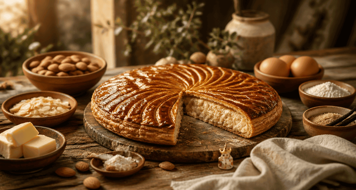 recette pour la galette des rois maison sur table en bois
