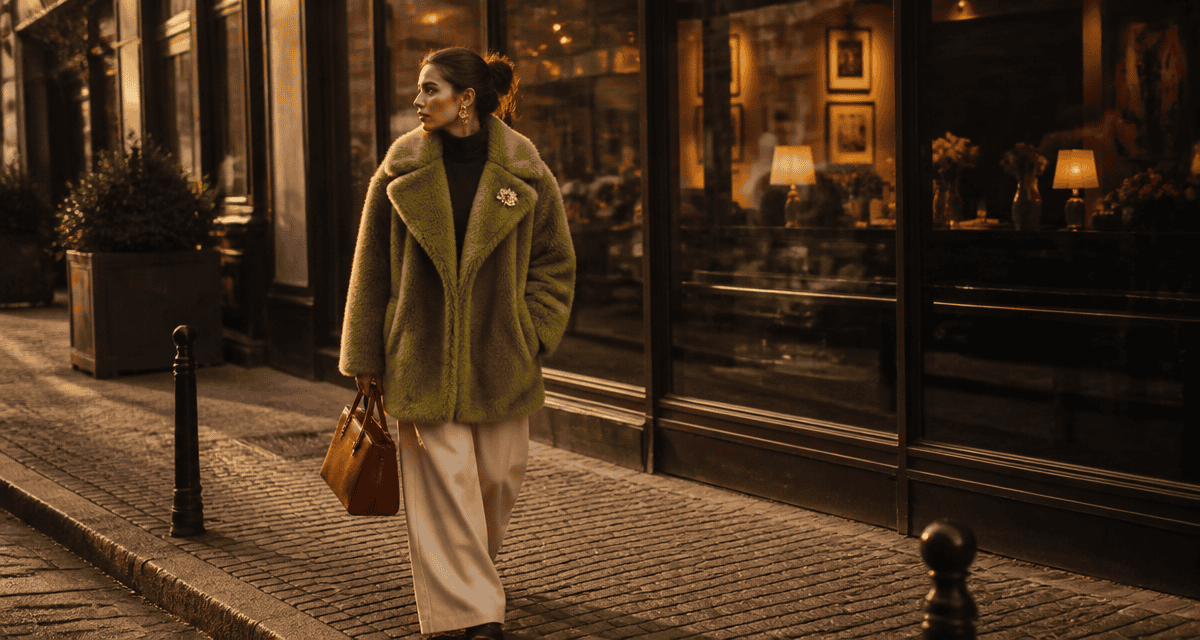 tendance mode 2025 jeune femme manteau vert oversize
