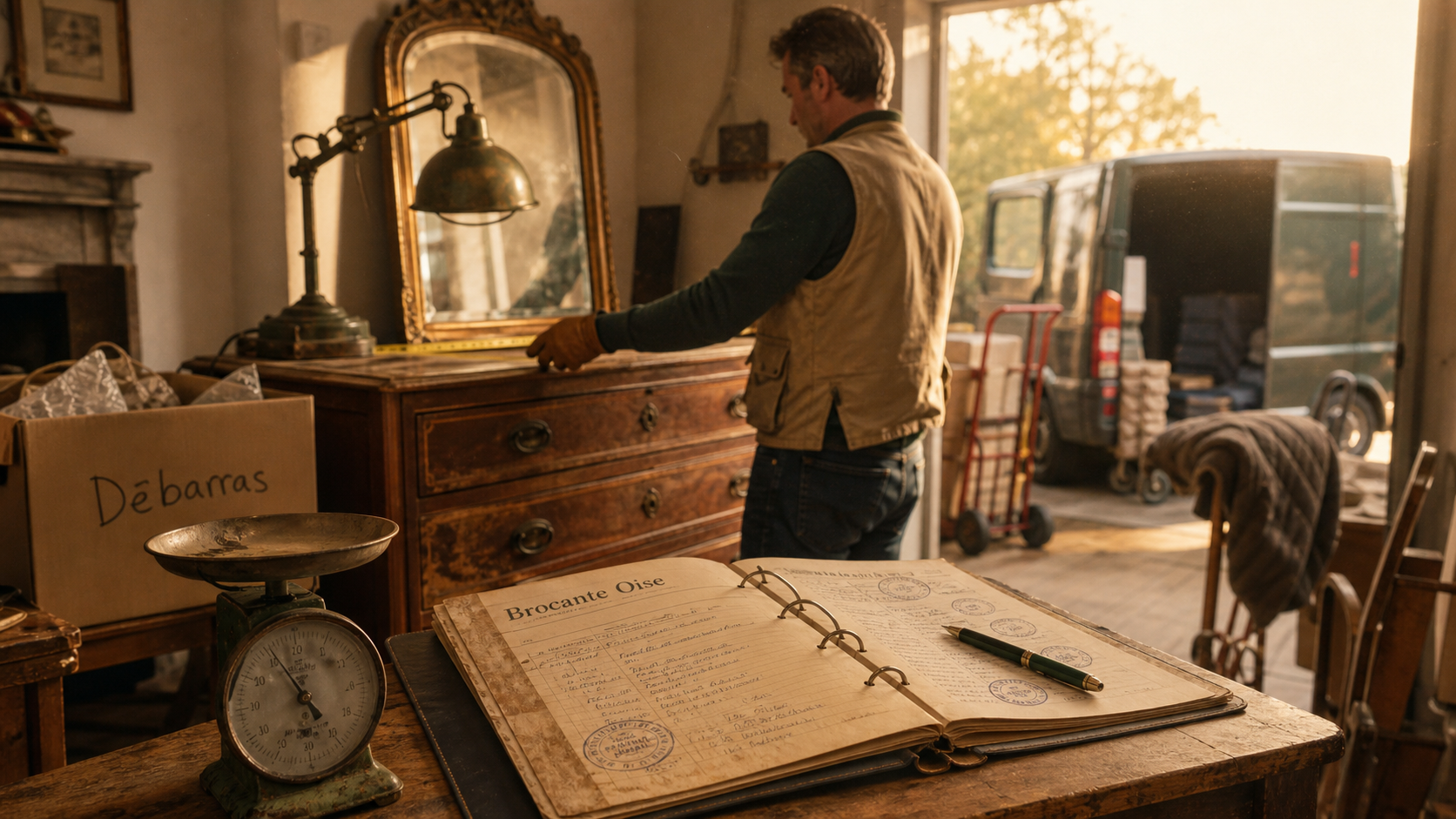 Brocanteurs Oise vendant antiquités en intérieur