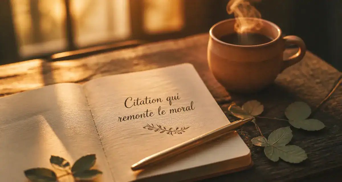citation qui remonte le moral manuscrite sur carnet avec tasse