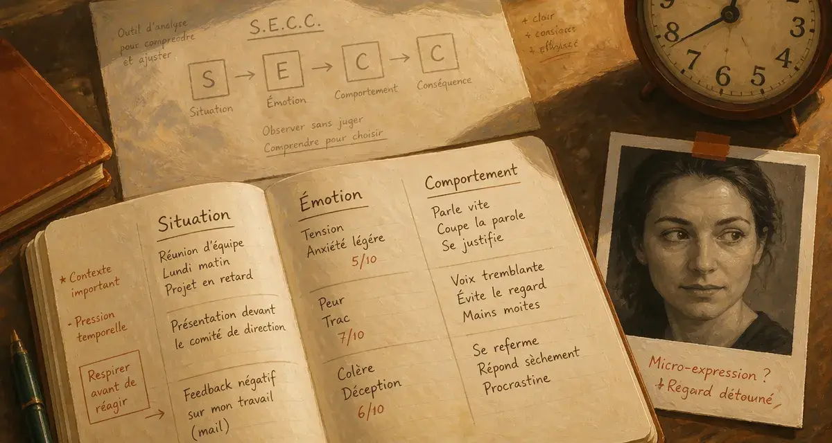 Comportement psychologie : situation émotion comportement, carnet et micro-expression