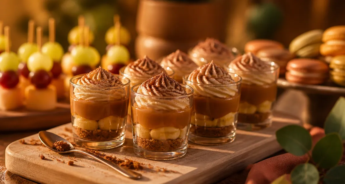 Dessert apéro dinatoire : mini verrines banoffee au caramel