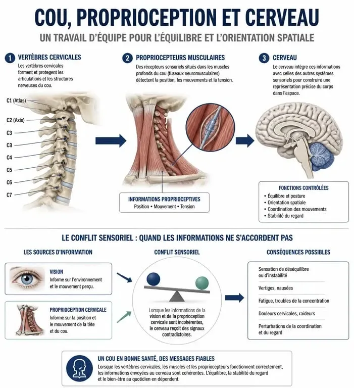 Schéma explicatif du lien entre cervicales et vertiges