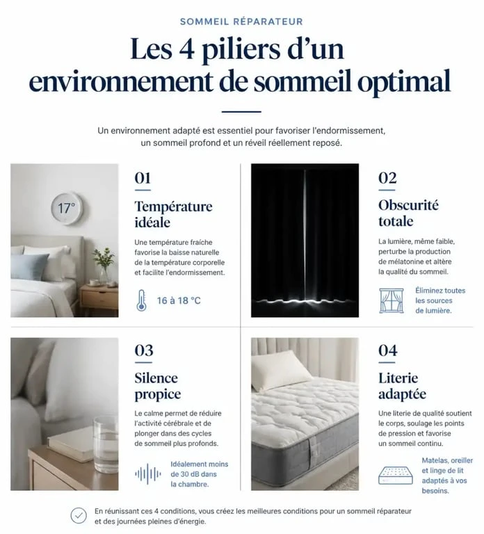Infographie sur l'environnement idéal pour bien dormir quand on n'y arrive pas