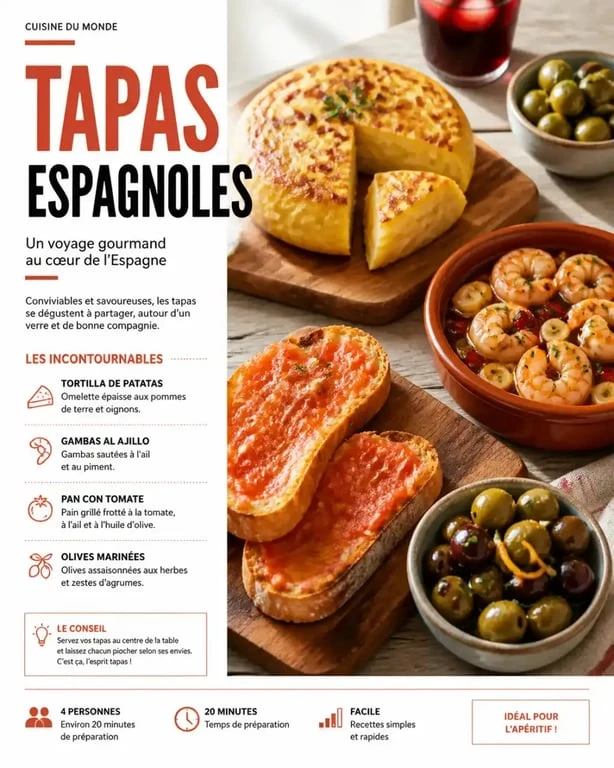 Plateau de tapas espagnols variés pour un apéritif convivial