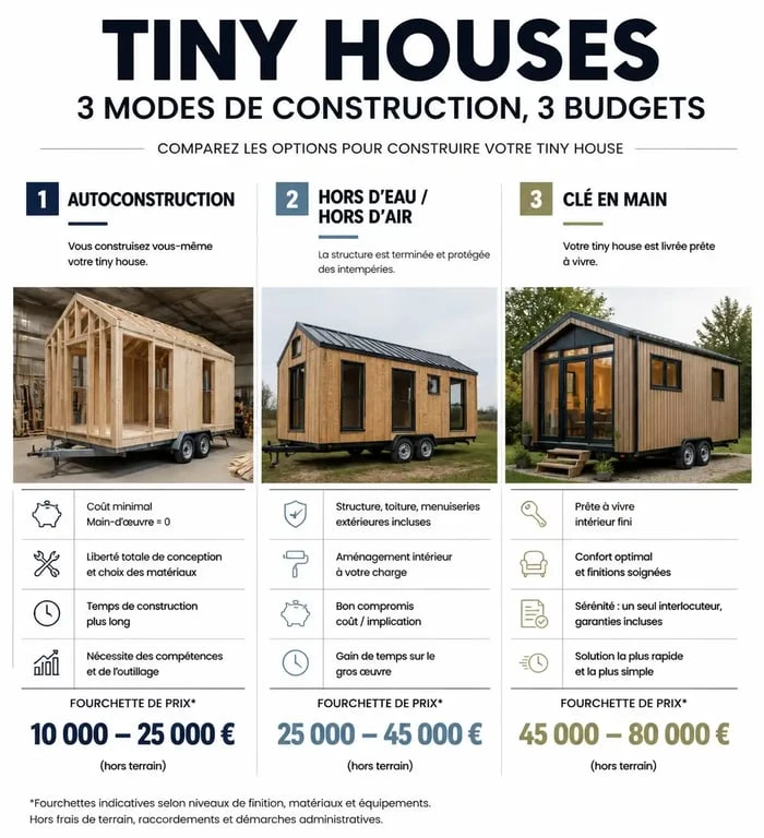 Comparatif des prix d'une tiny house selon le mode de construction