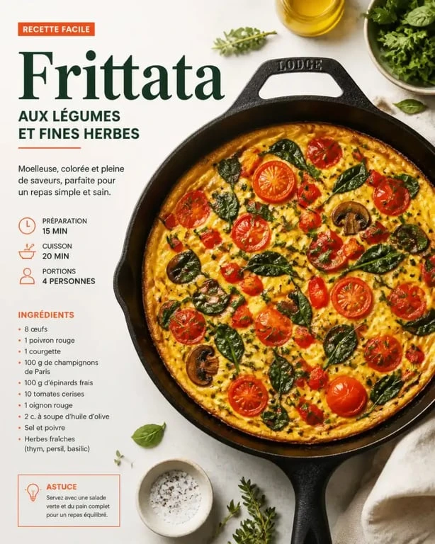 Frittata aux légumes, une recette idéale pour utiliser un surplus d'œufs