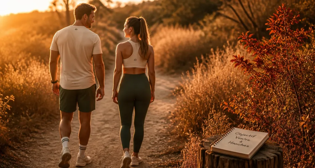 perdre du ventre et hanche homme femme marche sportive