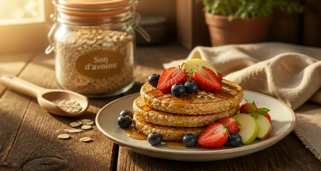 Son d'avoine recette pancakes fruits